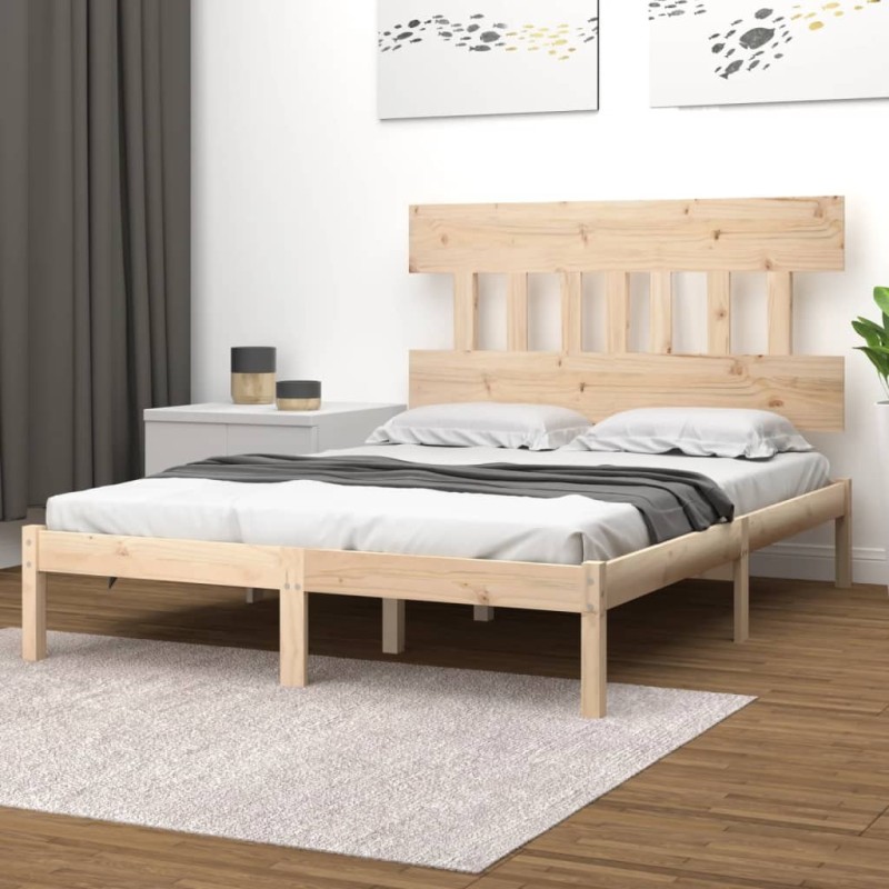 Estrutura de cama 140x190 cm madeira maciça-Camas e estruturas de camas-Home Retail