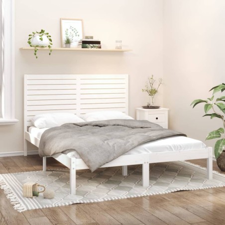 Estrutura de cama king 150x200 cm madeira maciça branco