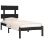 Estrutura cama pequena solteiro 75x190 cm madeira maciça preto