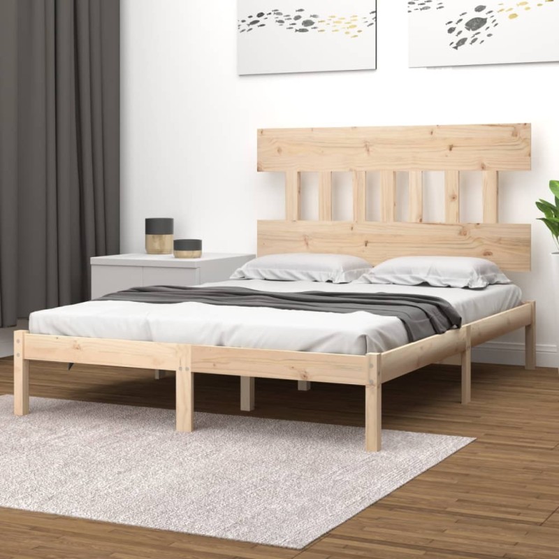 Estrutura de cama 200x200 cm madeira maciça-Camas e estruturas de camas-Home Retail