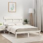 Estrutura de cama super king pinho maciço 180x200 cm branco