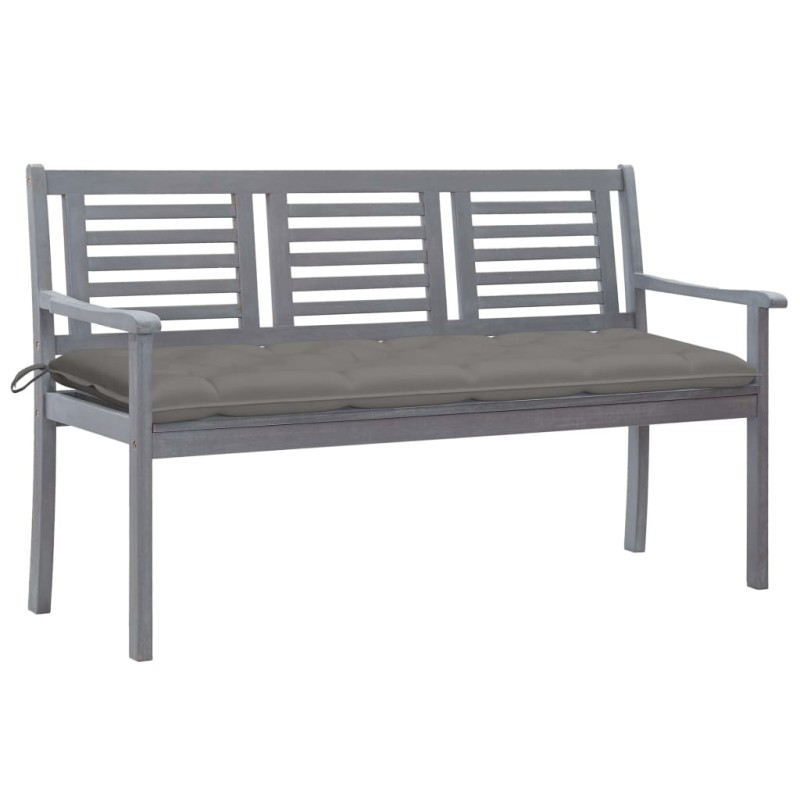 Banco de jardim 3 lugares c/ almofadão 150 cm eucalipto cinza-Bancos de jardim-Home Retail