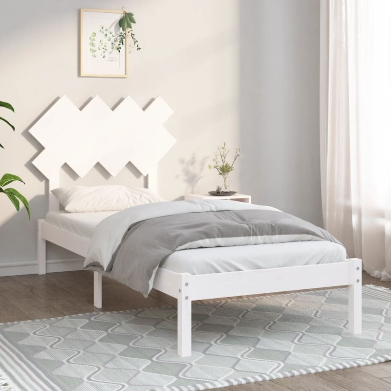 Estrutura de cama solteiro 90x190 cm madeira maciça branco-Camas e estruturas de camas-Home Retail