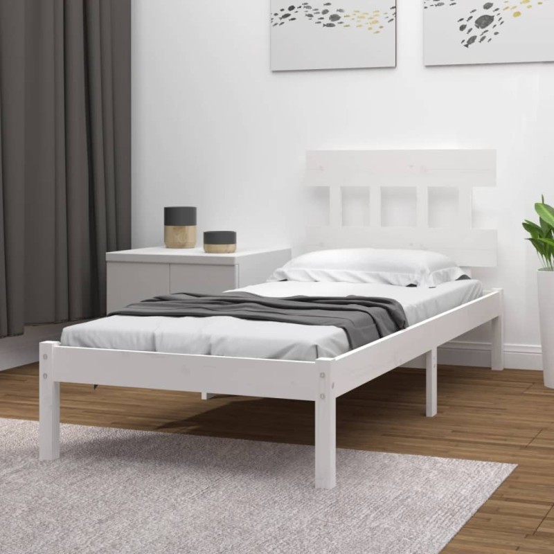 Estrutura de cama 90x200 cm madeira maciça branco-Camas e estruturas de camas-Home Retail