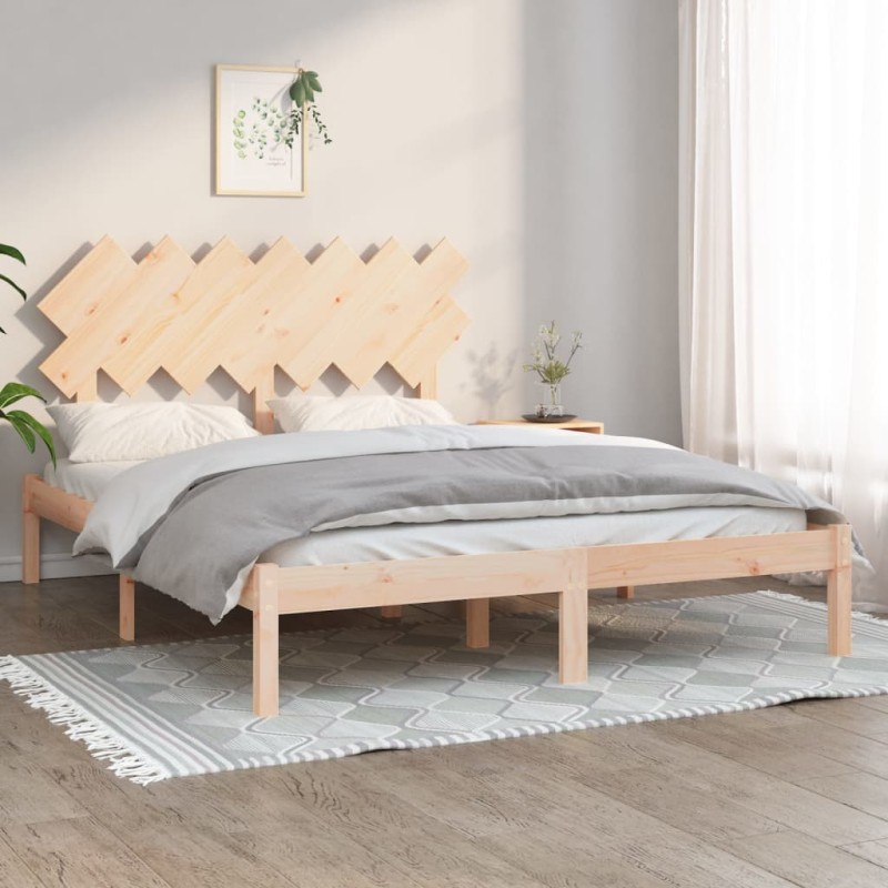 Estrutura de cama 140x190 cm madeira maciça-Camas e estruturas de camas-Home Retail