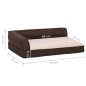 Cama para cães ergonómica 75x53cm aspeto linho pelúcia castanho