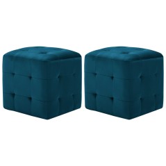 Pufe 2 pcs 30x30x30 cm veludo azul