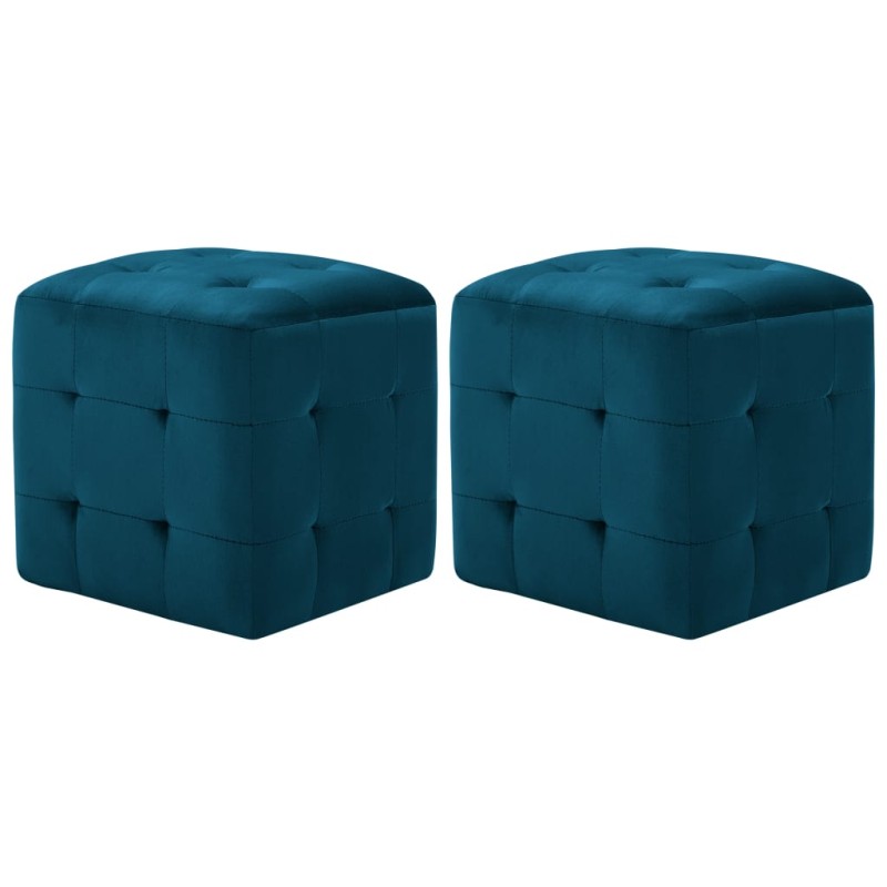 Pufe 2 pcs 30x30x30 cm veludo azul-Pufes-Home Retail