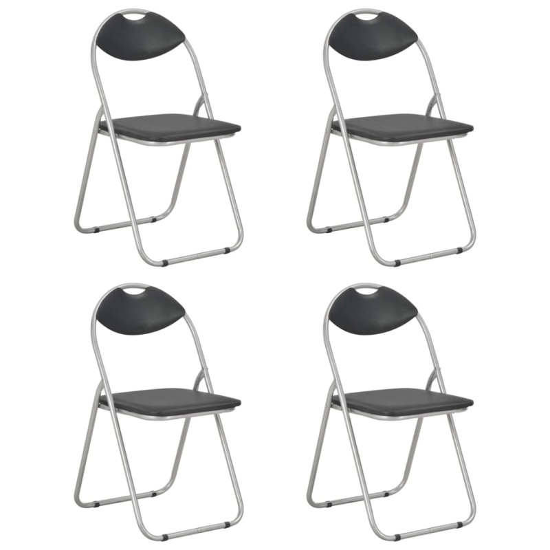 Cadeiras de jantar dobráveis 4 pcs couro artificial preto-Cadeiras de cozinha e sala de jantar-Home Retail