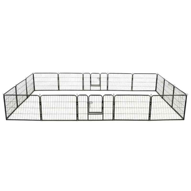 Parque para cães 16 painéis aço 60x80 cm preto-Canis-Home Retail