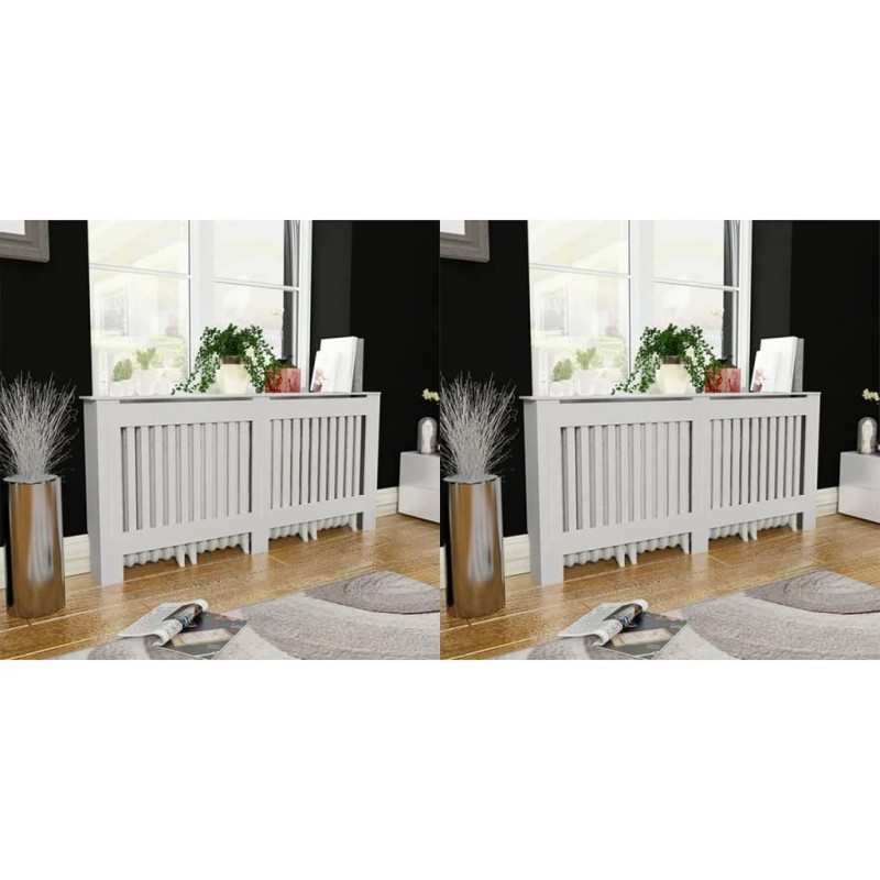 vidaxl Coberturas de radiador 2 pcs MDF 172 cm branco-Acessórios para aquecedores-Home Retail