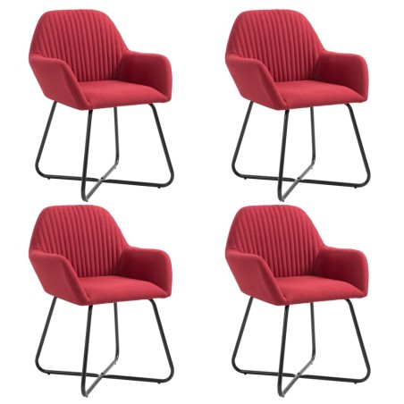 Cadeiras de jantar 4 pcs tecido vermelho tinto