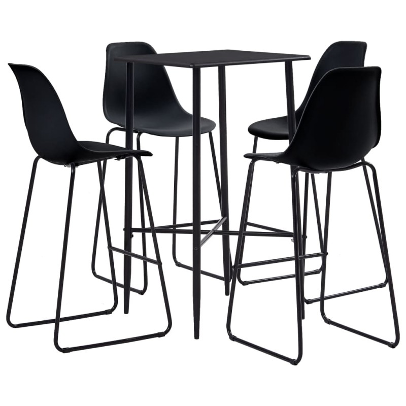 5 pcs conjunto de bar plástico preto-Conjuntos de móveis para cozinha e sala de jantar-Home Retail