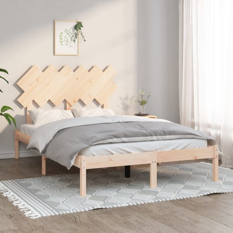 Estrutura de cama dupla 135x190 cm madeira maciça-Camas e estruturas de camas-Home Retail