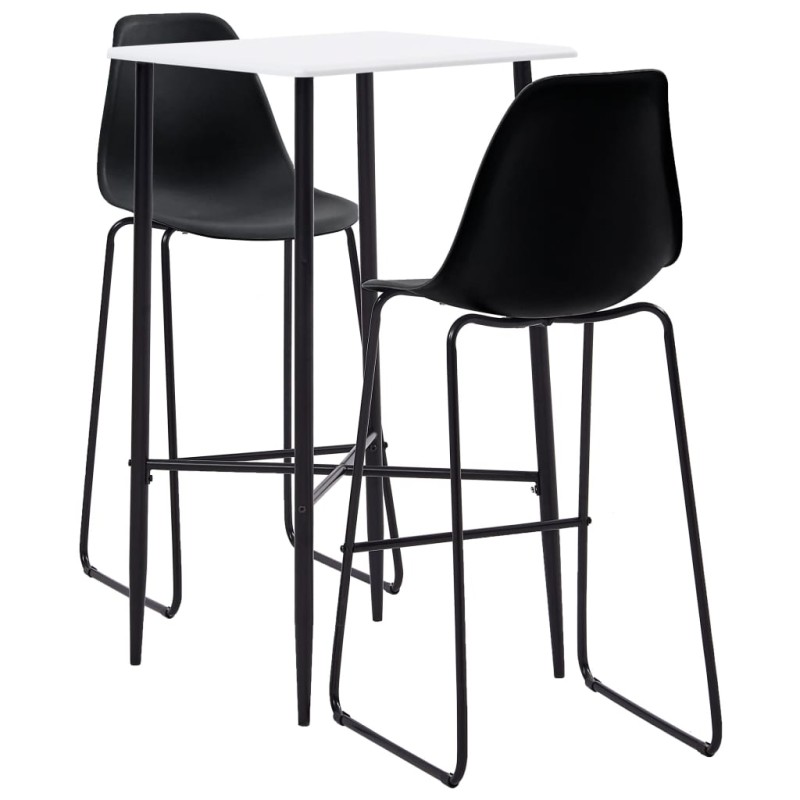 3 pcs conjunto de bar plástico preto-Conjuntos de móveis para cozinha e sala de jantar-Home Retail