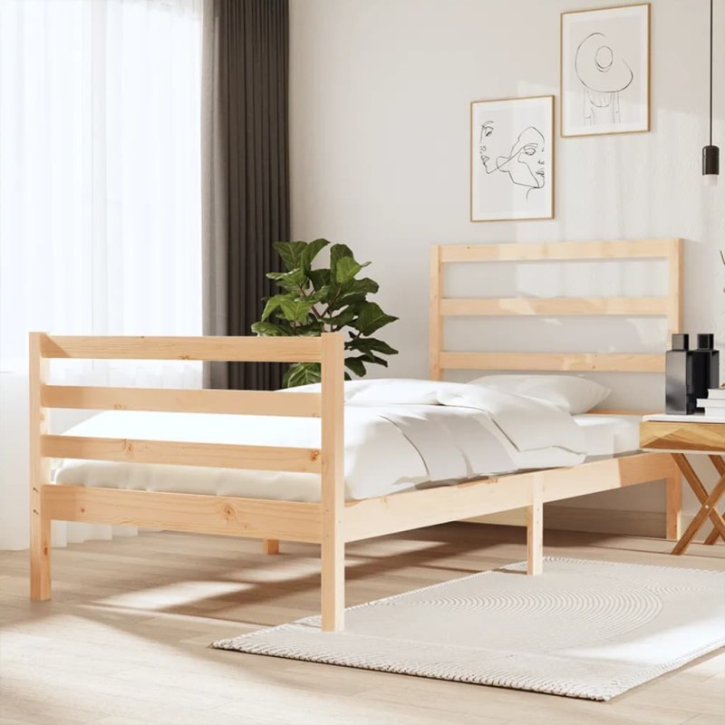 Estrutura de cama solteiro 90x190 cm pinho maciço-Camas e estruturas de camas-Home Retail