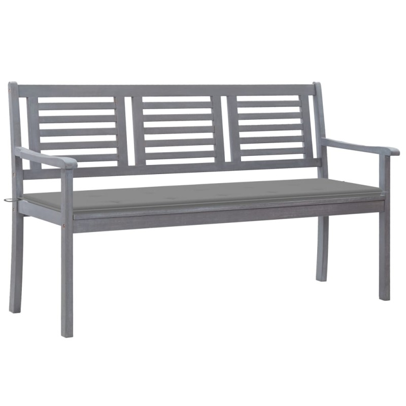 Banco de jardim 3 lugares c/ almofadão 150 cm eucalipto cinza-Bancos de jardim-Home Retail