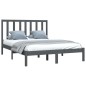 Estrutura de cama casal 135x190 cm pinho maciço cinza