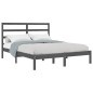 Estrutura de cama dupla 135x190 cm madeira maciça cinzento