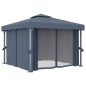 Gazebo com cortina 3x3 m alumínio antracite