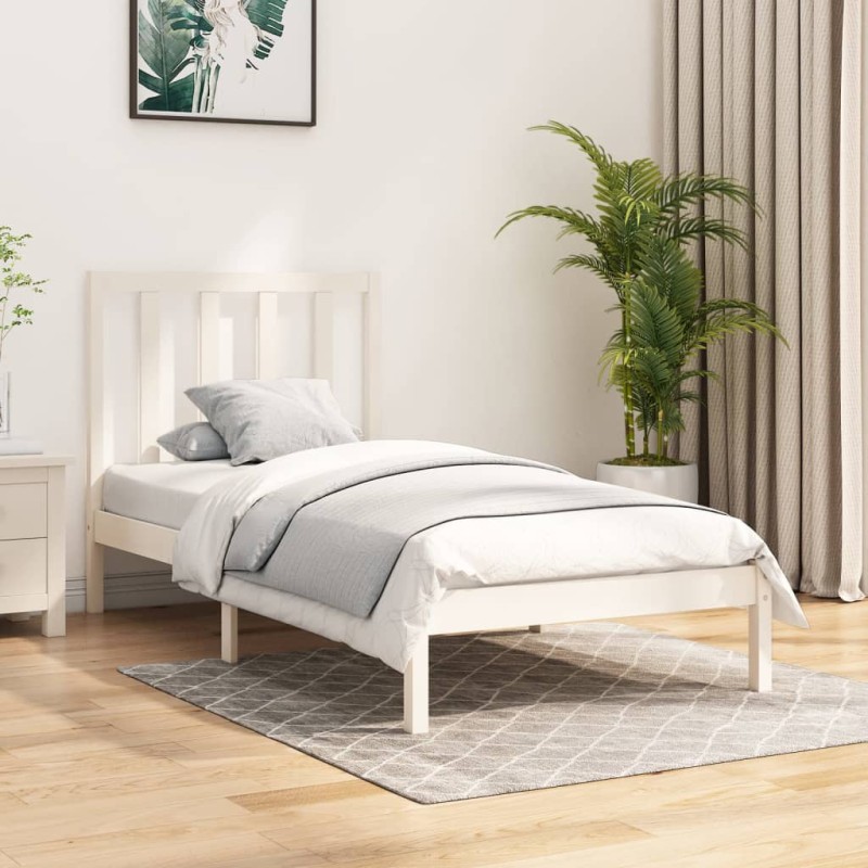 Estrutura de cama pequena solteiro 75x190cm pinho maciço branco-Camas e estruturas de camas-Home Retail