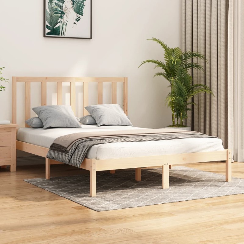 Estrutura de cama 140x190 cm pinho maciço-Camas e estruturas de camas-Home Retail