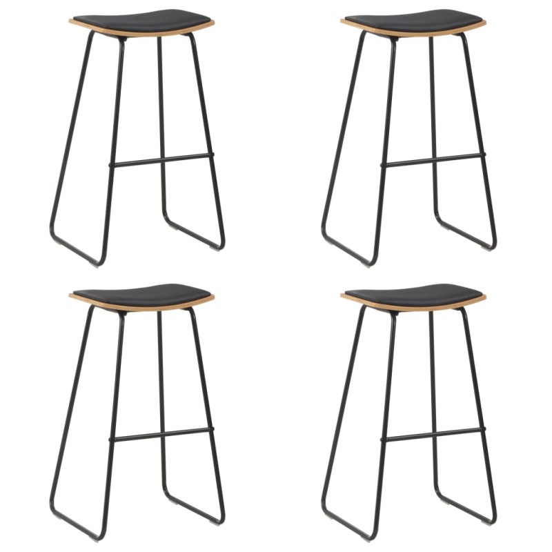 Bancos de bar 4 pcs couro artificial preto-Bancos de bar-Home Retail