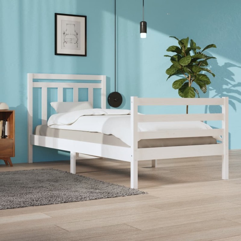 Estrutura de cama 90x200 cm madeira maciça branco-Camas e estruturas de camas-Home Retail