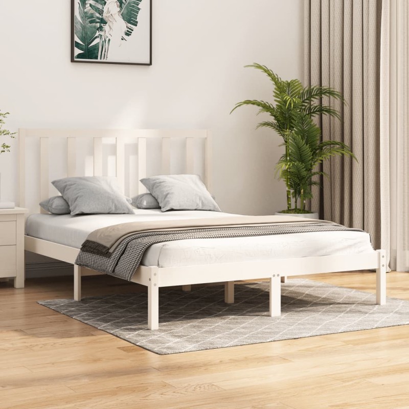 Estrutura de cama 120x200 cm pinho maciço branco-Camas e estruturas de camas-Home Retail