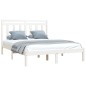 Estrutura de cama 140x190 cm madeira maciça branco