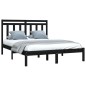 Estrutura de cama king 150x200 cm madeira maciça preto