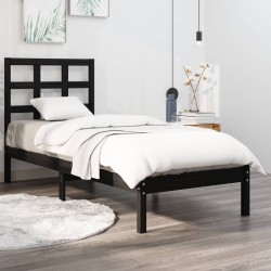 Estrutura de cama solteiro 90x190 cm madeira maciça preto