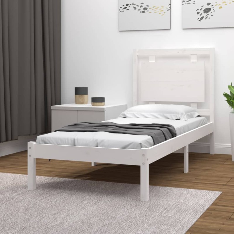 Estrutura de cama 90x200 cm madeira maciça branco-Camas e estruturas de camas-Home Retail