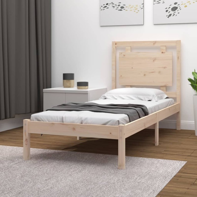 Estrutura de cama solteiro 90x190 cm madeira maciça-Camas e estruturas de camas-Home Retail