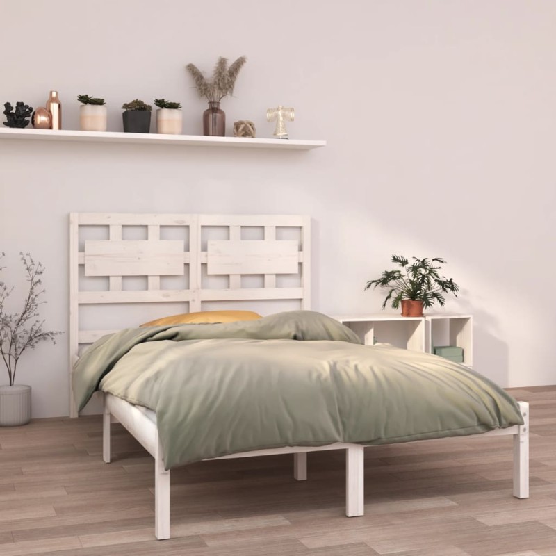 Estrutura de cama 140x190 cm madeira maciça branco-Camas e estruturas de camas-Home Retail