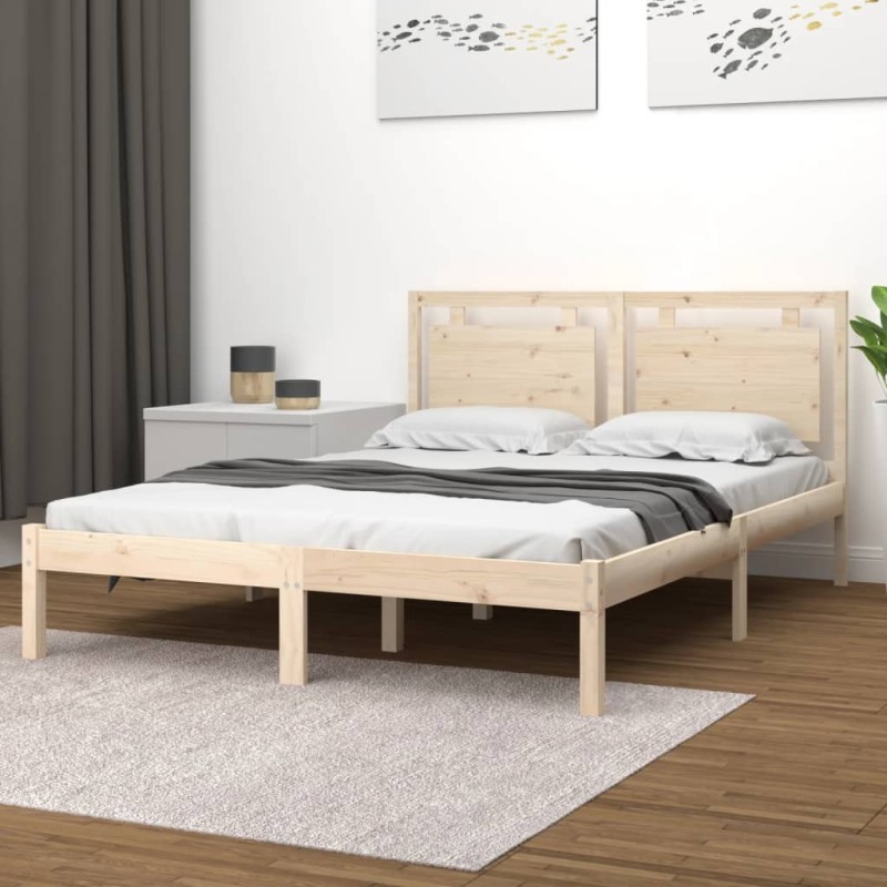 Estrutura de cama 140x200 cm madeira maciça-Camas e estruturas de camas-Home Retail