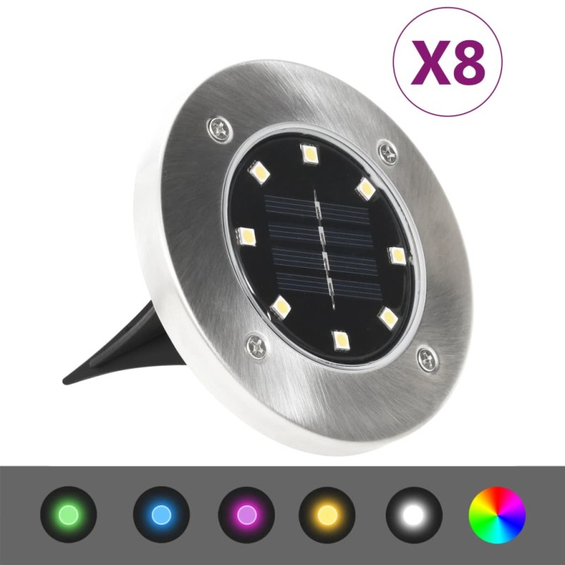 Iluminação LED solar de solo 8 pcs cor RGB-Iluminação de exterior-Home Retail