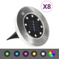 Iluminação LED solar de solo 8 pcs cor RGB