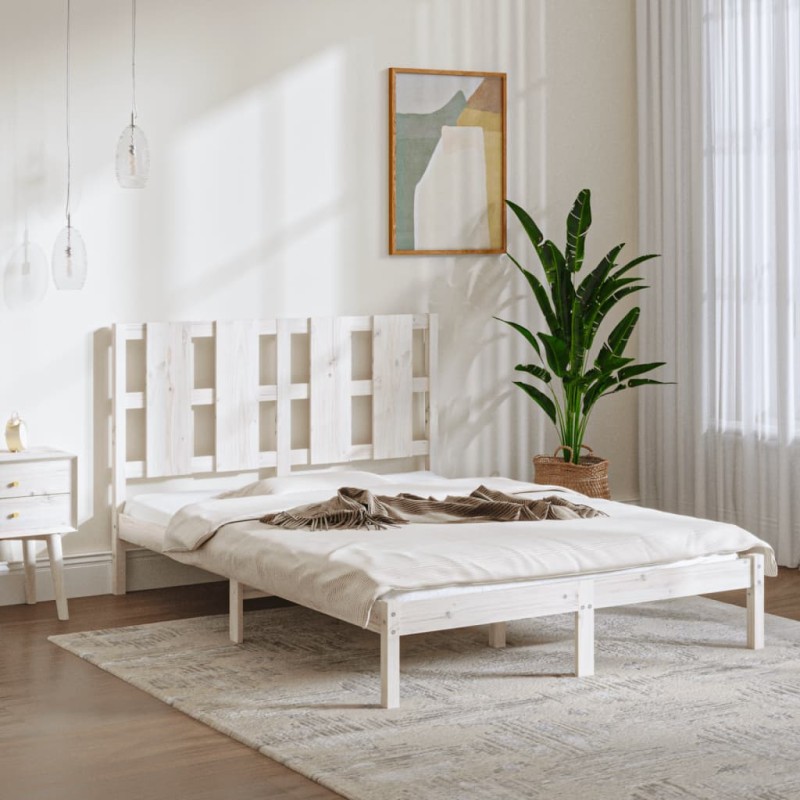 Estrutura de cama 120x200 cm pinho maciço branco-Camas e estruturas de camas-Home Retail