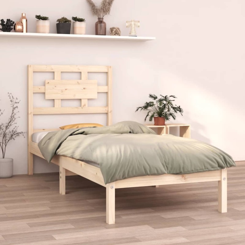 Estrutura de cama pequena solteiro 75x190 cm madeira maciça-Camas e estruturas de camas-Home Retail