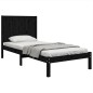 Estrutura de cama solteiro 90x190 cm pinho maciço preto