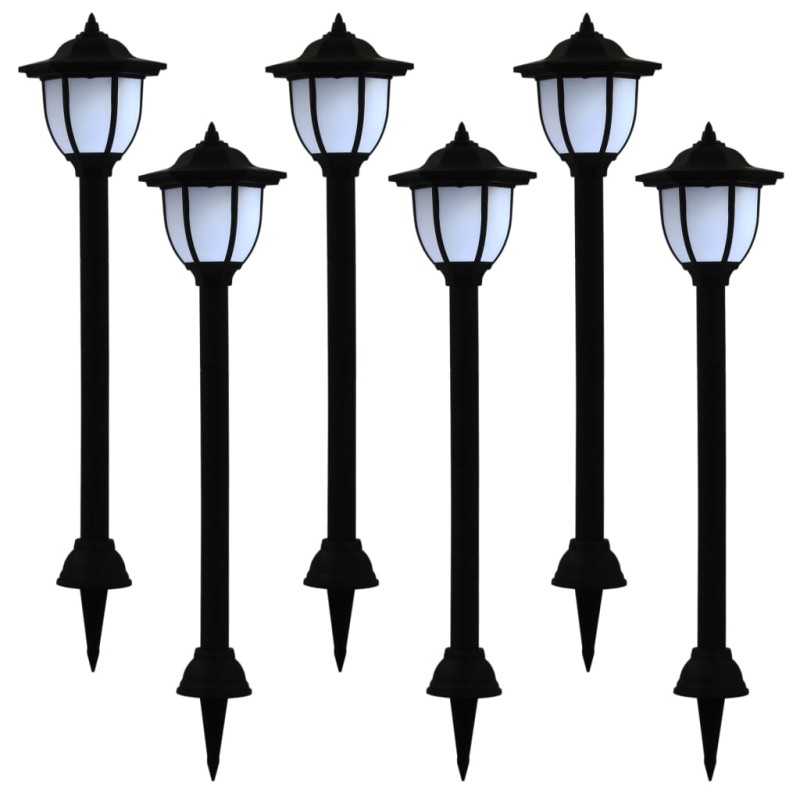 Candeeiro solar LED de exterior 6 pcs preto-Iluminação de exterior-Home Retail