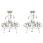 Lustres de teto com contas de cristal 2 pcs branco elegante