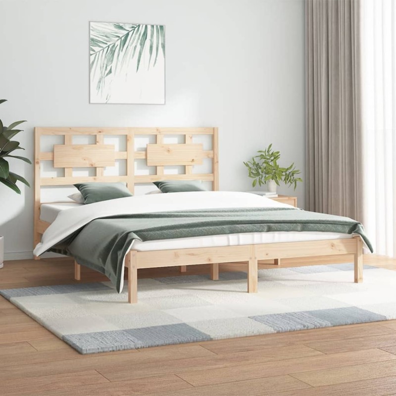 Estrutura de cama 200x200 cm madeira de pinho maciça-Camas e estruturas de camas-Home Retail