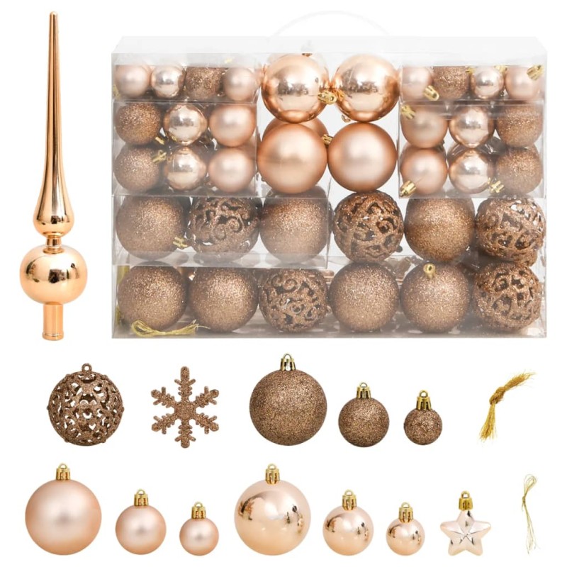 111 pcs conjunto de enfeites de Natal poliestireno rosa dourado-Enfeites do Feriados-Home Retail