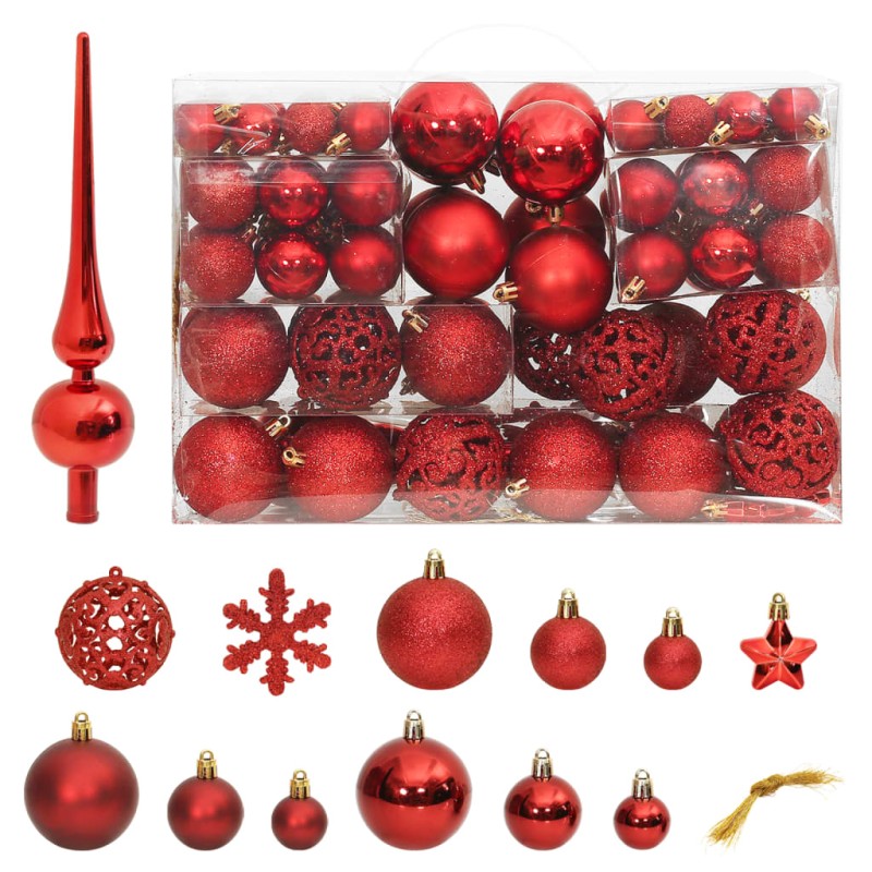 111 pcs conjunto de enfeites de Natal poliestireno vermelho-Enfeites do Feriados-Home Retail