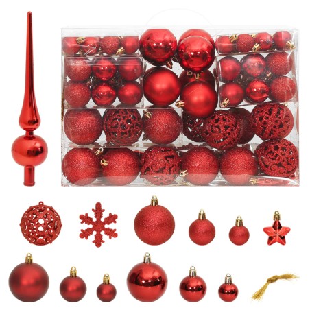 111 pcs conjunto de enfeites de Natal poliestireno vermelho