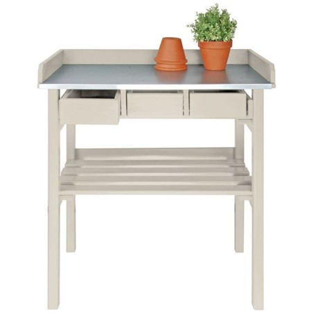 Esschert Design Bancada de trabalho para jardim CF29W branco