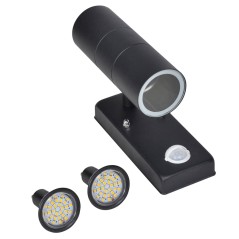 41097 Candeeiro LED de parede forma cilindro com sensor aço preto