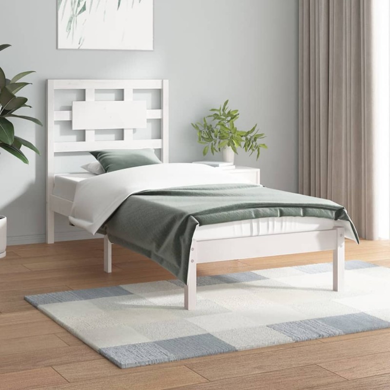 Estrutura de cama 100x200 cm pinho maciço branco-Camas e estruturas de camas-Home Retail